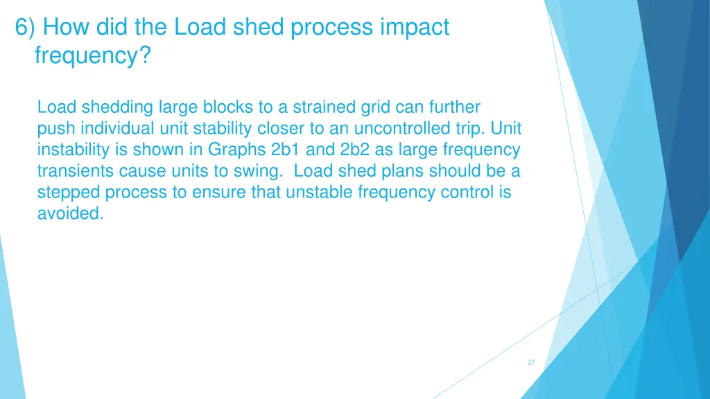 6 how did the load shed process impact frequency