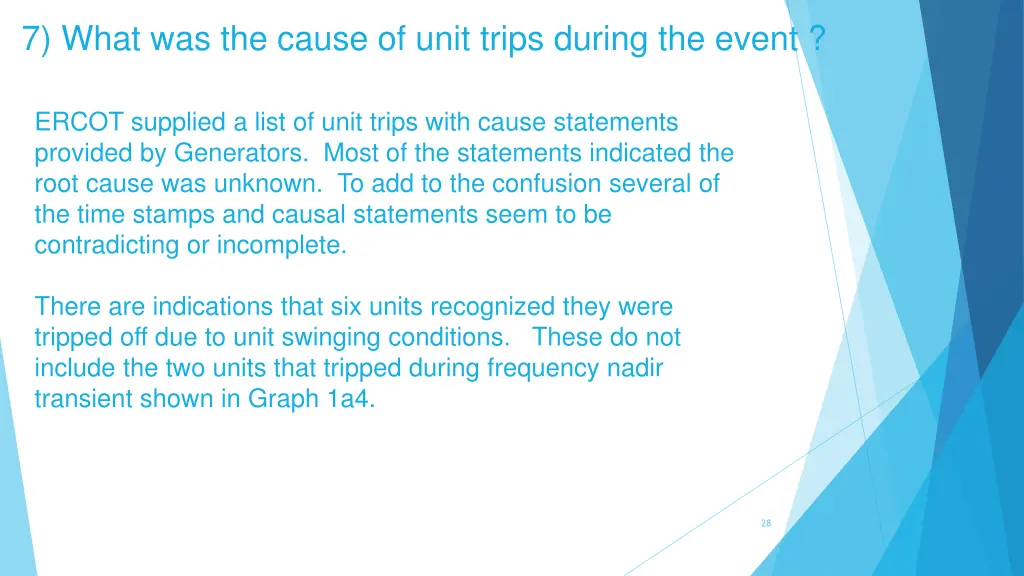 7 what was the cause of unit trips during