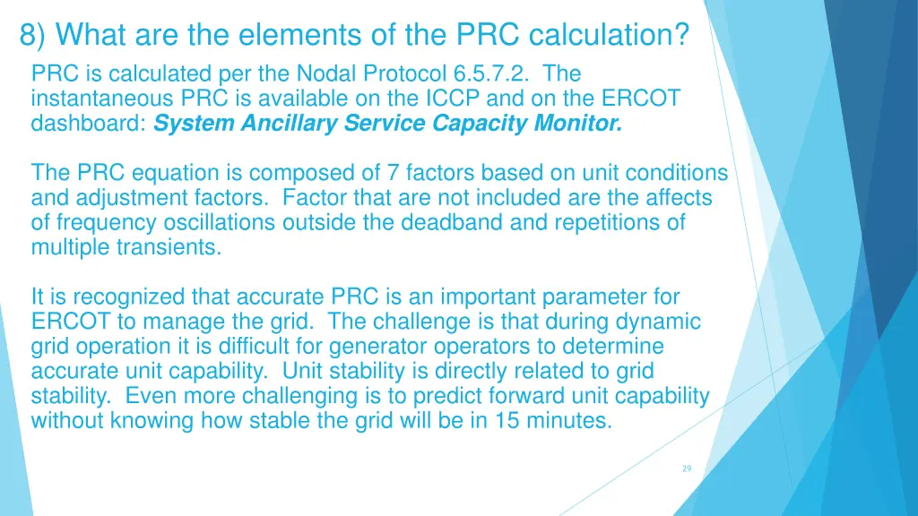 8 what are the elements of the prc calculation