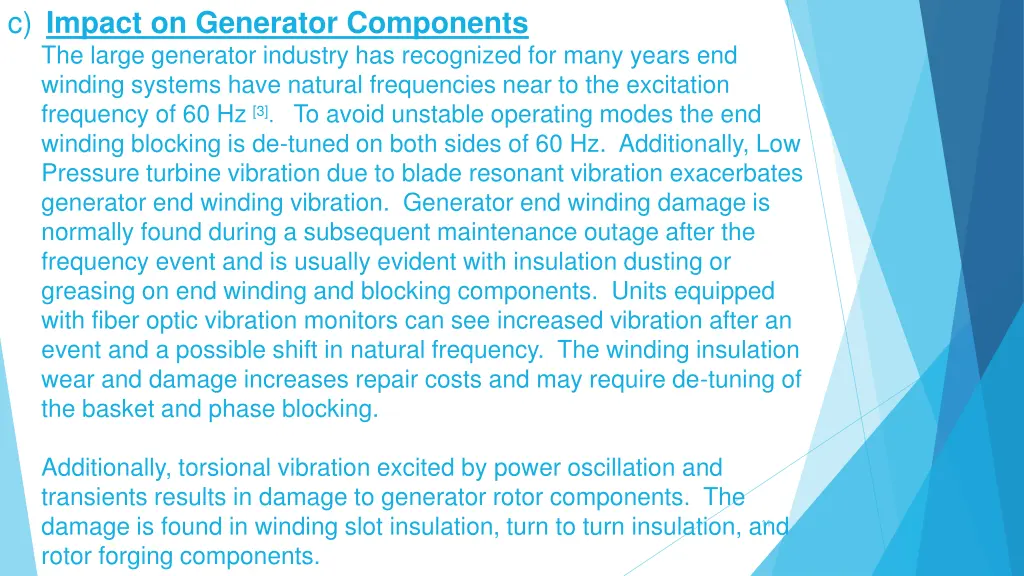 c impact on generator components the large