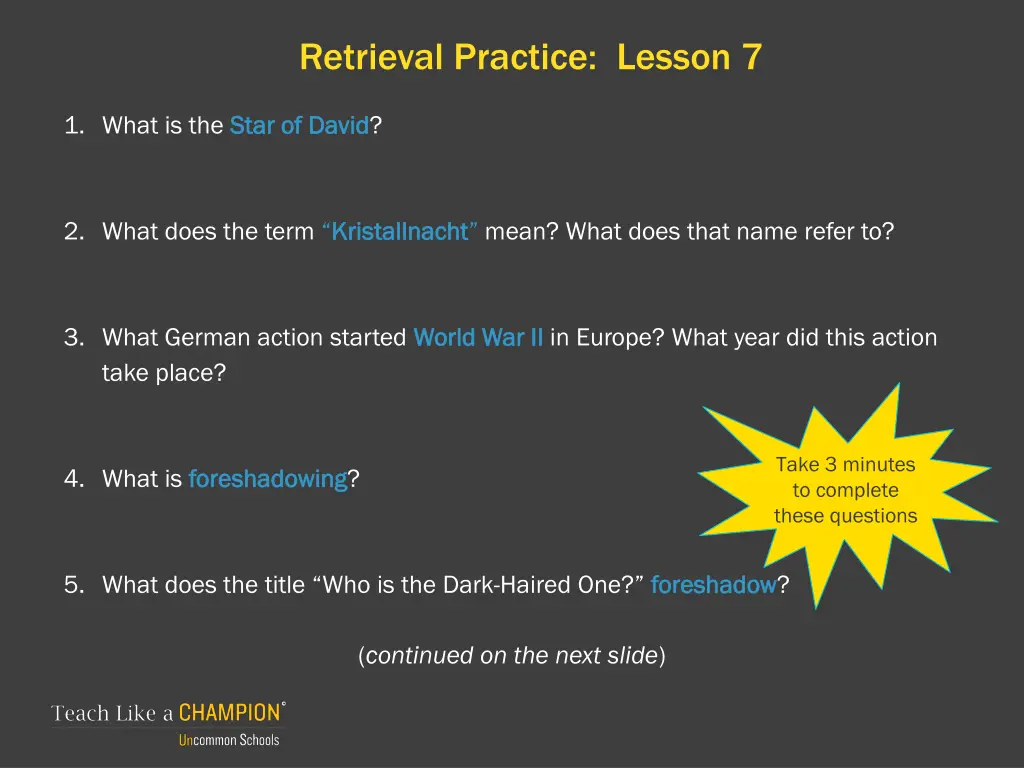 retrieval practice lesson 7