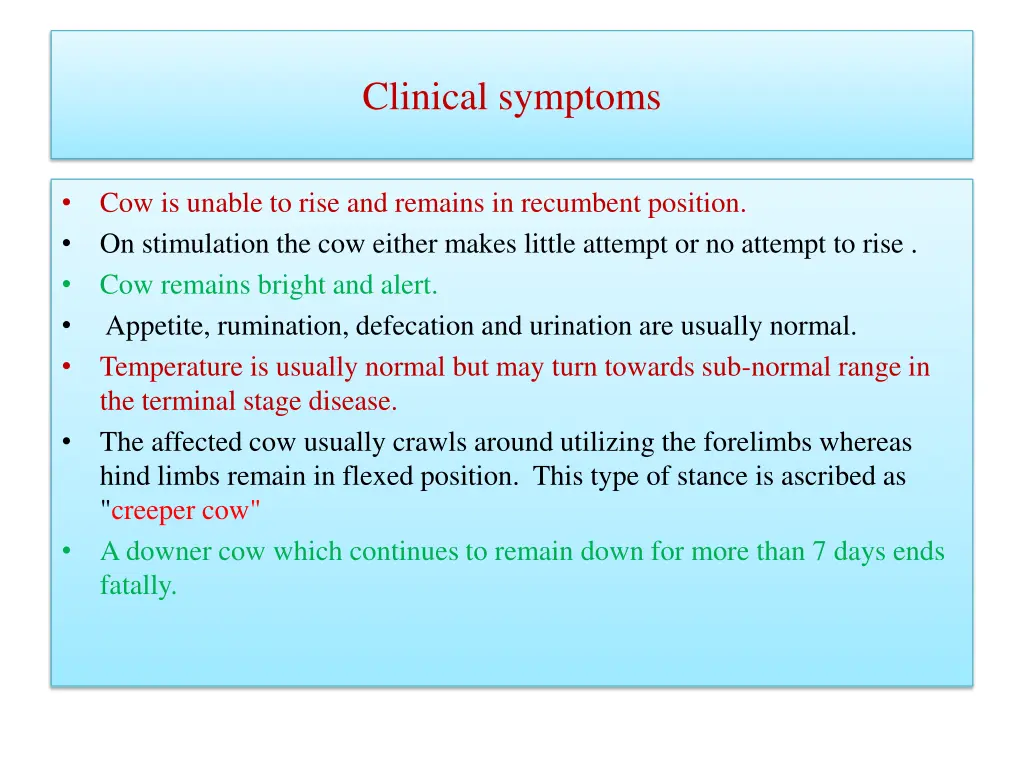 clinical symptoms