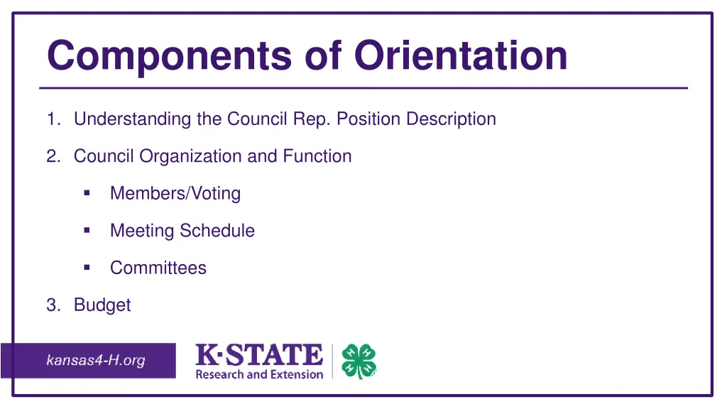 components of orientation