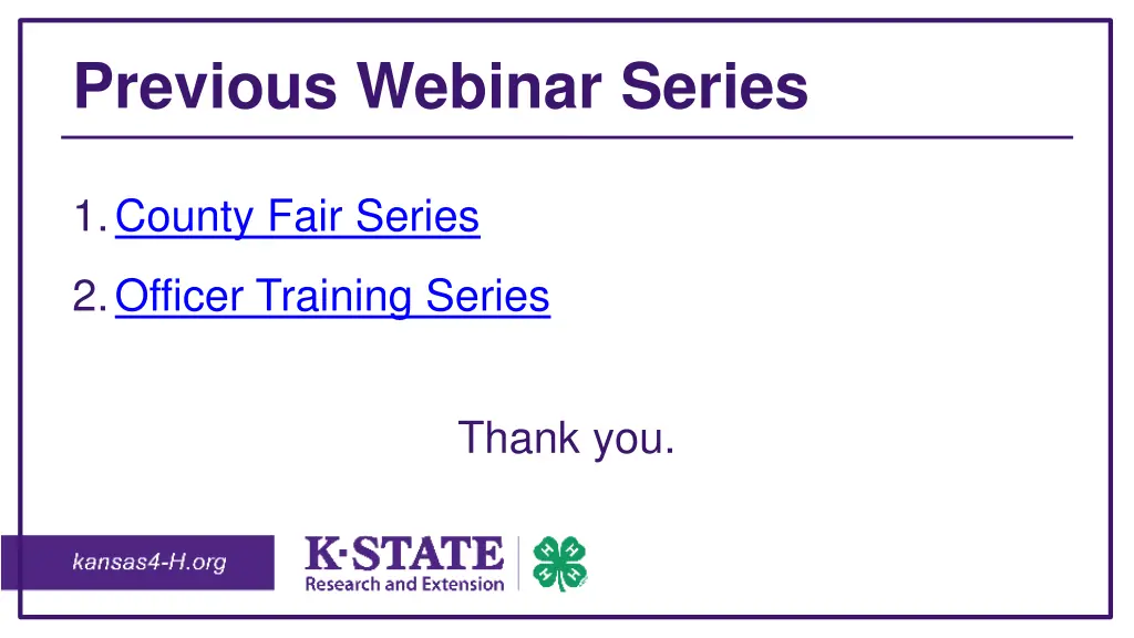 previous webinar series