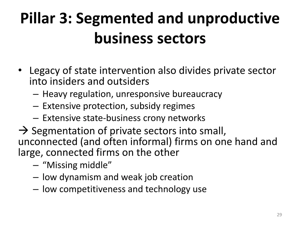 pillar 3 segmented and unproductive business