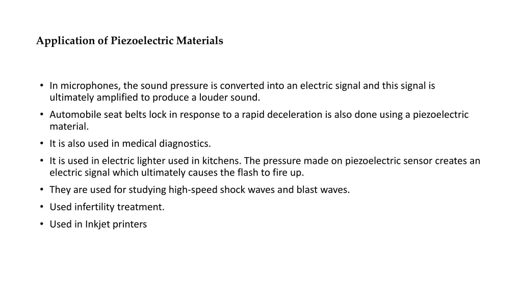 application of piezoelectric materials