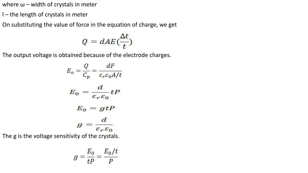 where width of crystals in meter