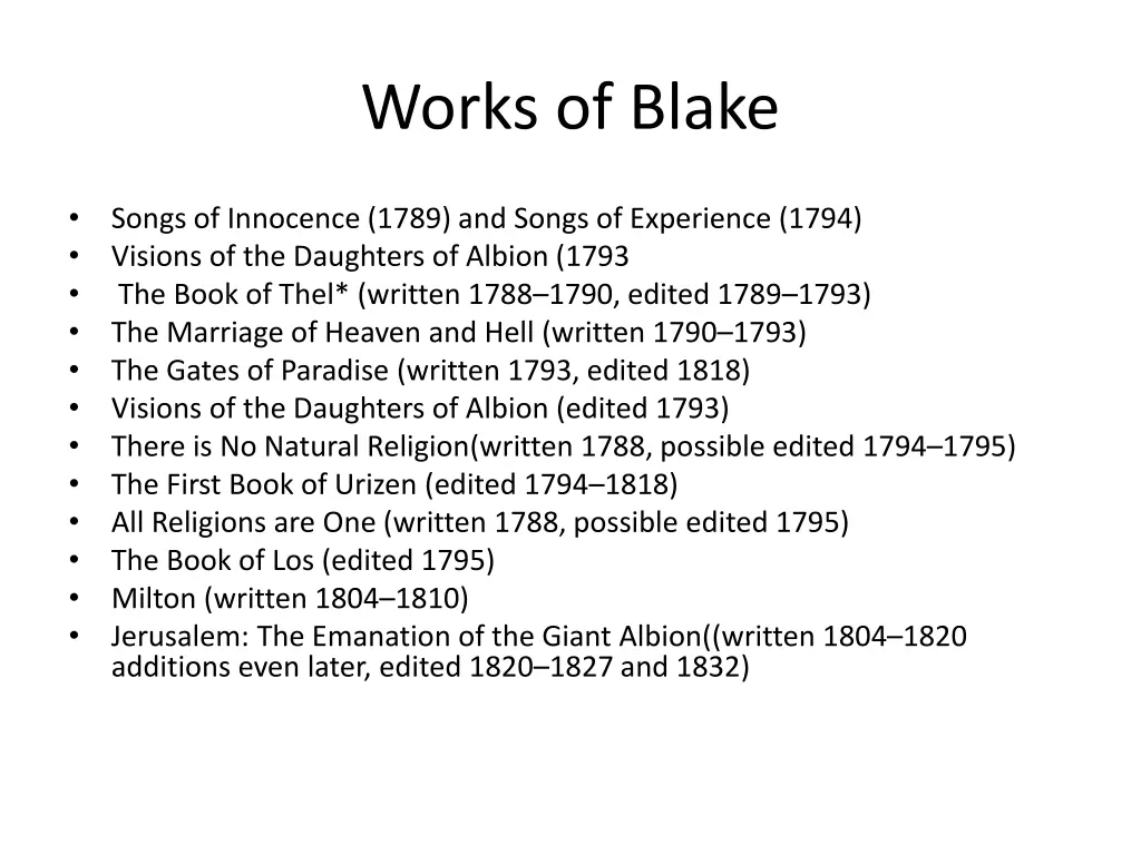 works of blake