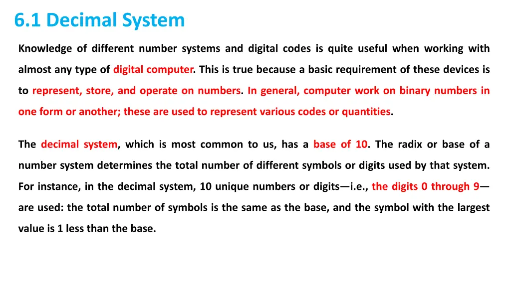 6 1 decimal system