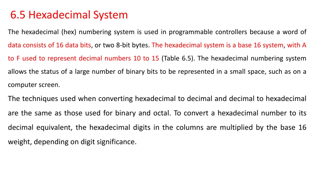 6 5 hexadecimal system