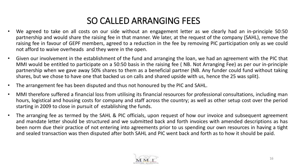 so called arranging fees so called arranging fees