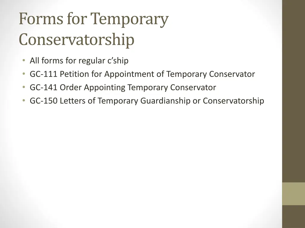 forms for temporary conservatorship