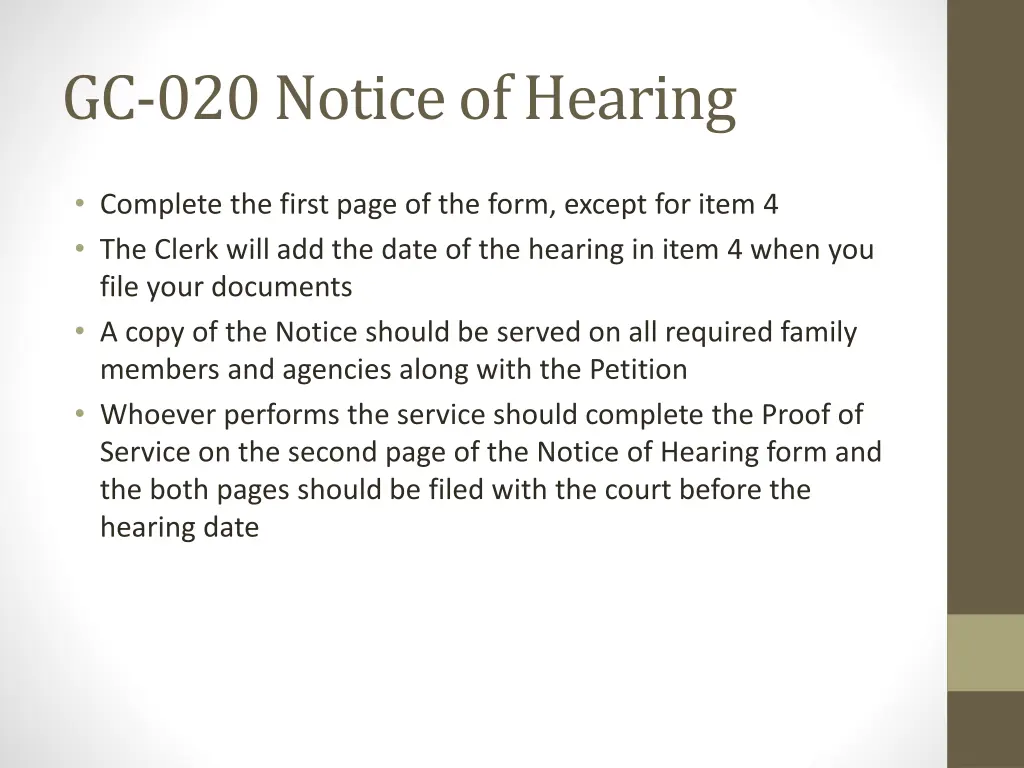 gc 020 notice of hearing