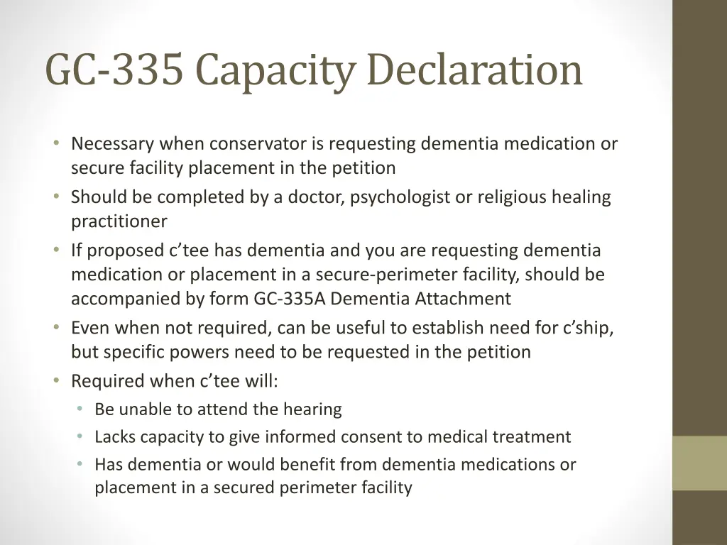 gc 335 capacity declaration