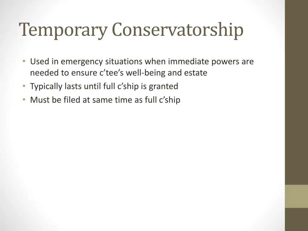 temporary conservatorship