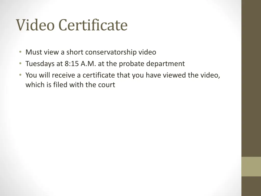 video certificate