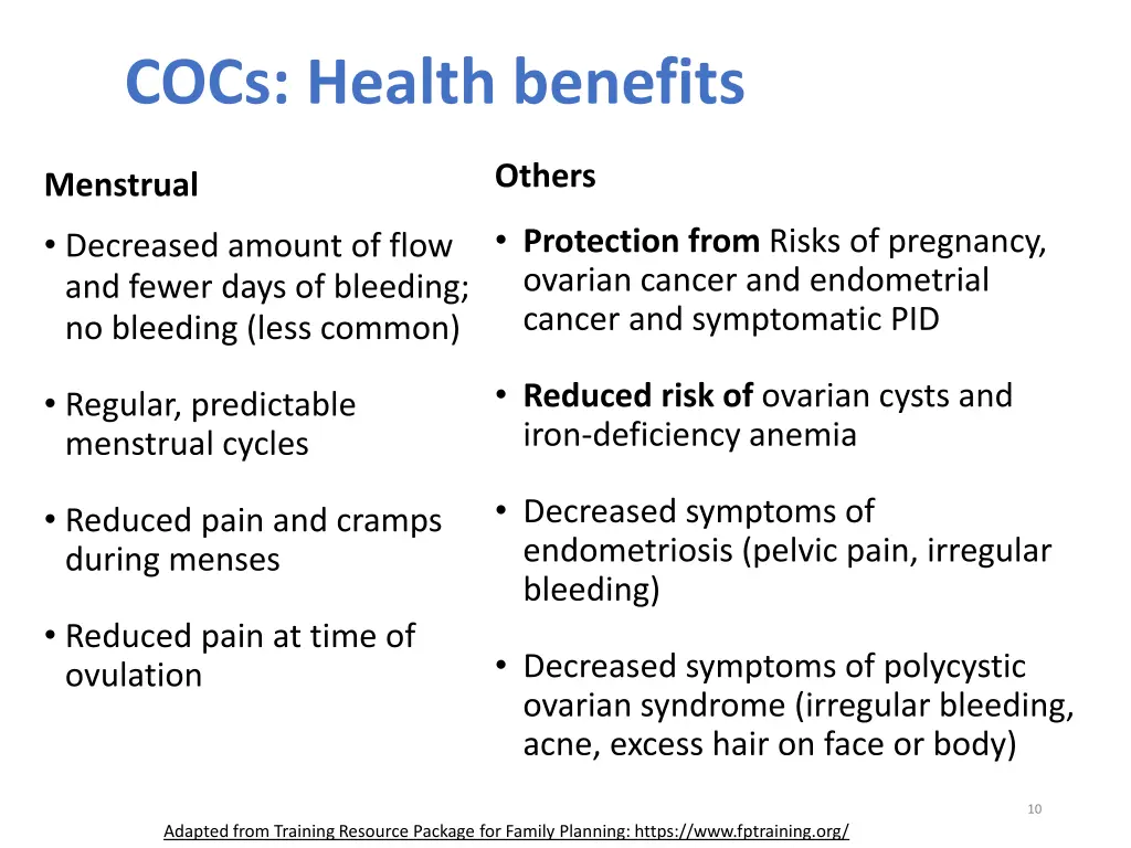 cocs health benefits