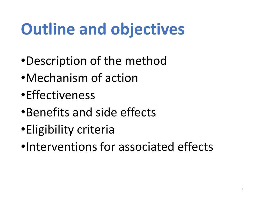 outline and objectives