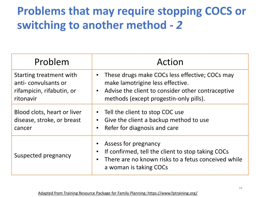 problems that may require stopping cocs 1