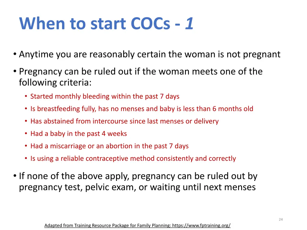 when to start cocs 1