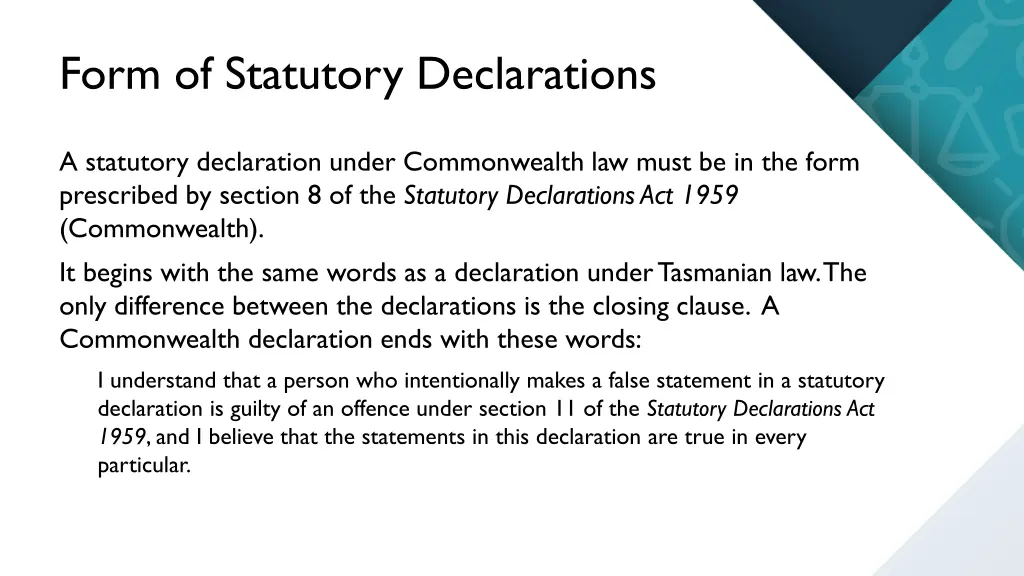 form of statutory declarations 1