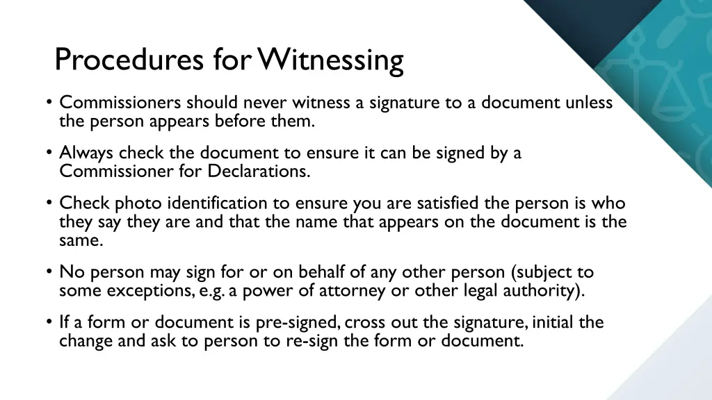 procedures for witnessing