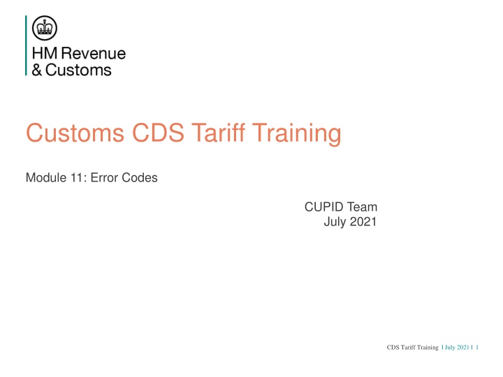 customs cds tariff training