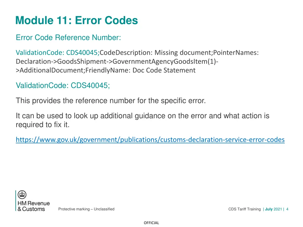 module 11 error codes 2