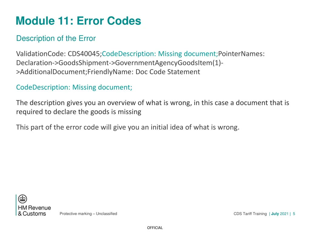 module 11 error codes 3