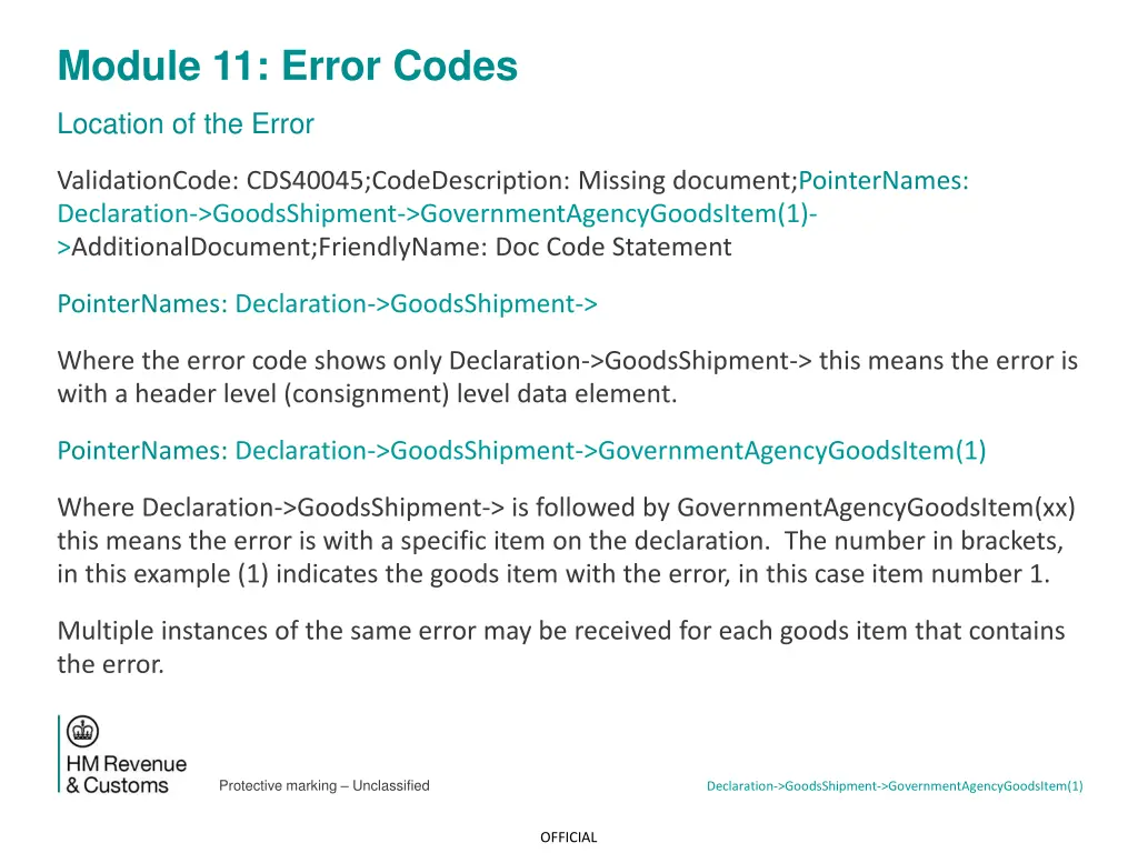 module 11 error codes 4