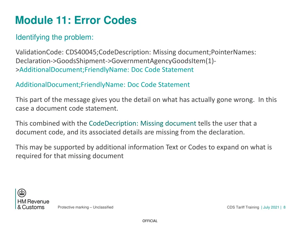 module 11 error codes 6