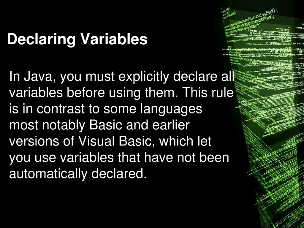 declaring variables