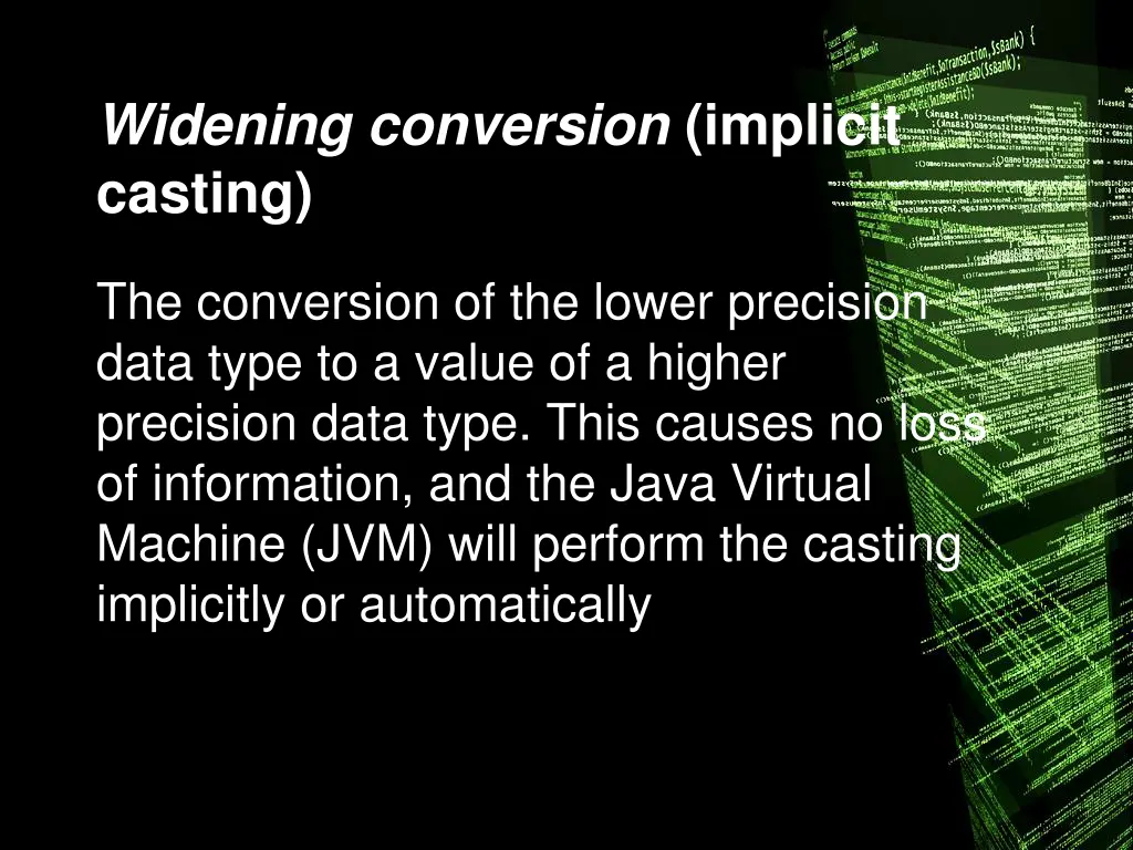 widening conversion implicit casting