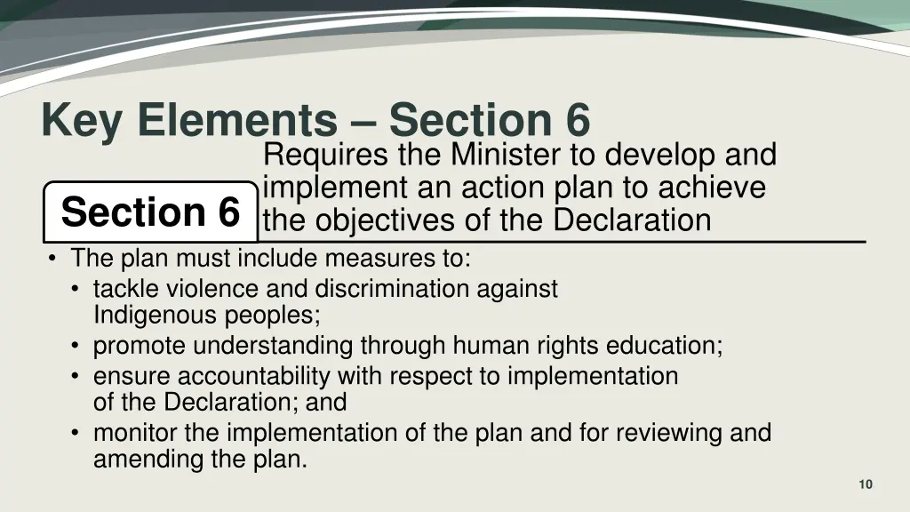 key elements section 6 requires the minister 1