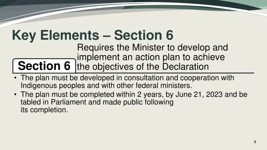 key elements section 6 requires the minister