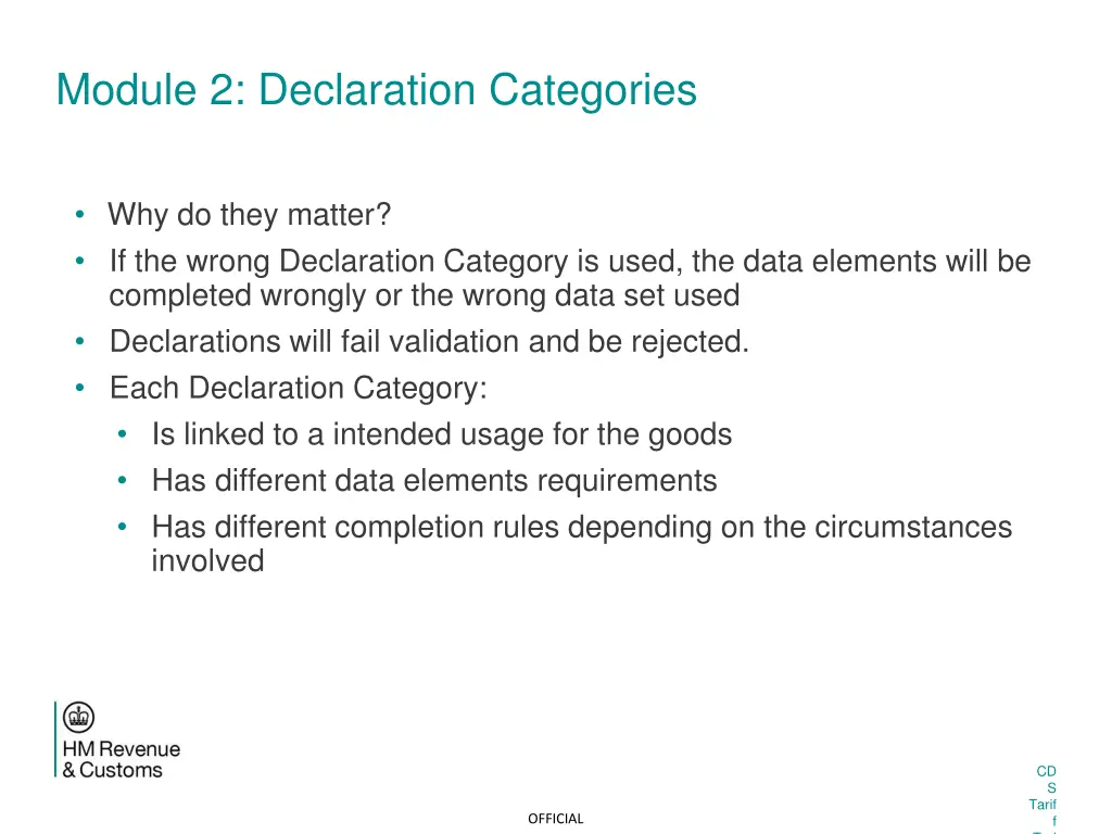 module 2 declaration categories 2