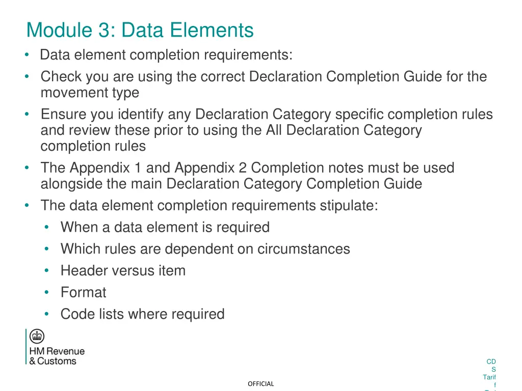 module 3 data elements data element completion