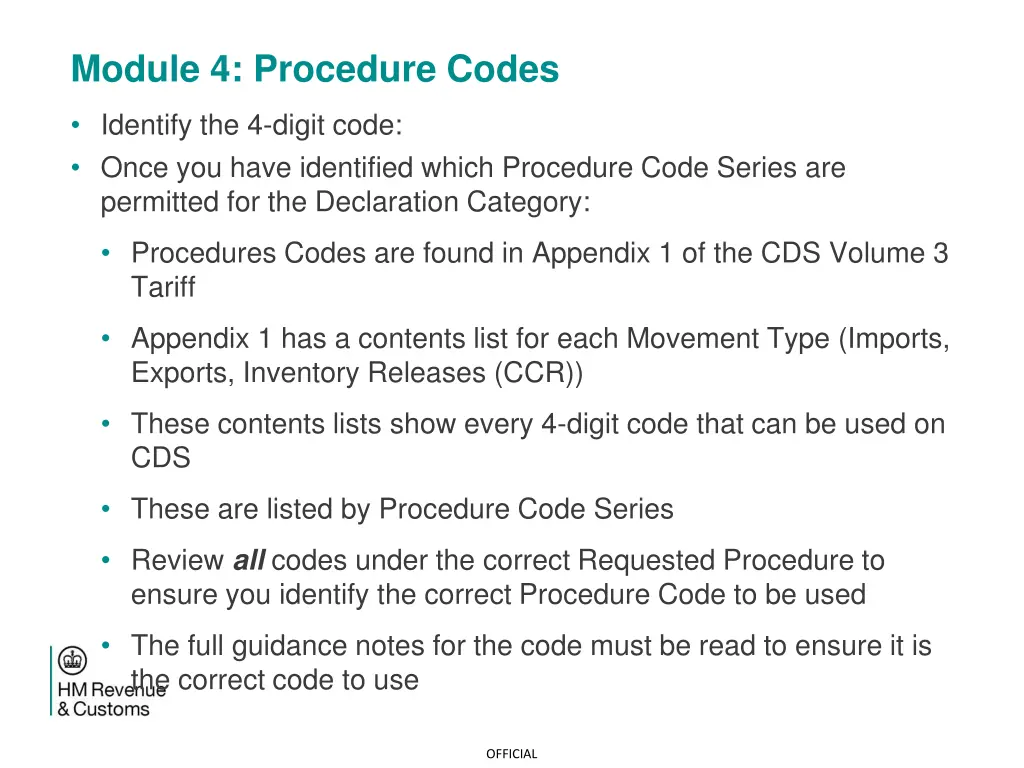 module 4 procedure codes 10