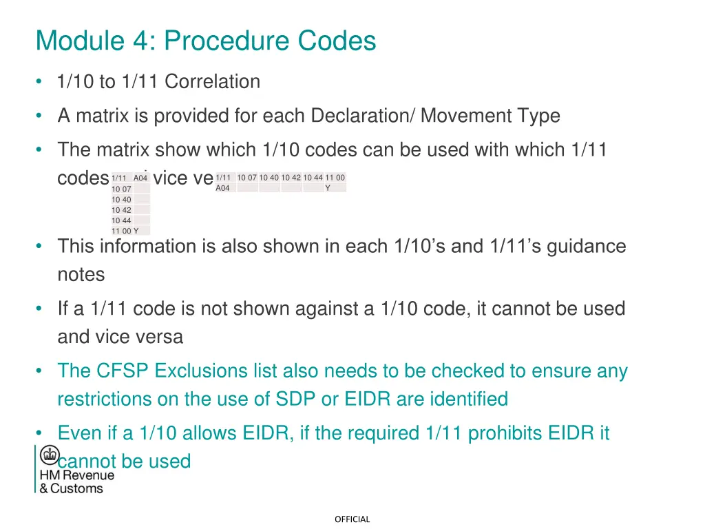 module 4 procedure codes 11