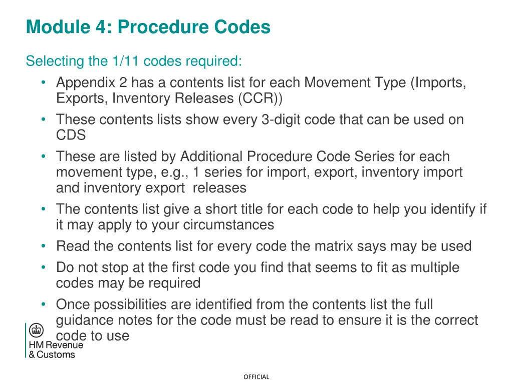 module 4 procedure codes 12