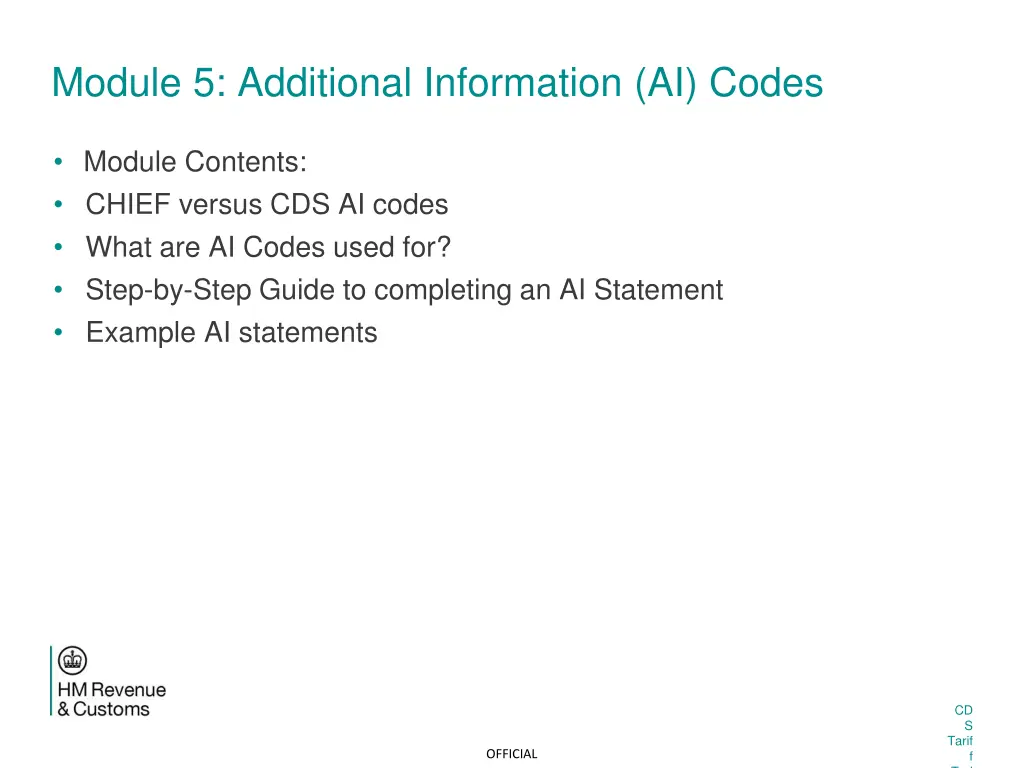 module 5 additional information ai codes