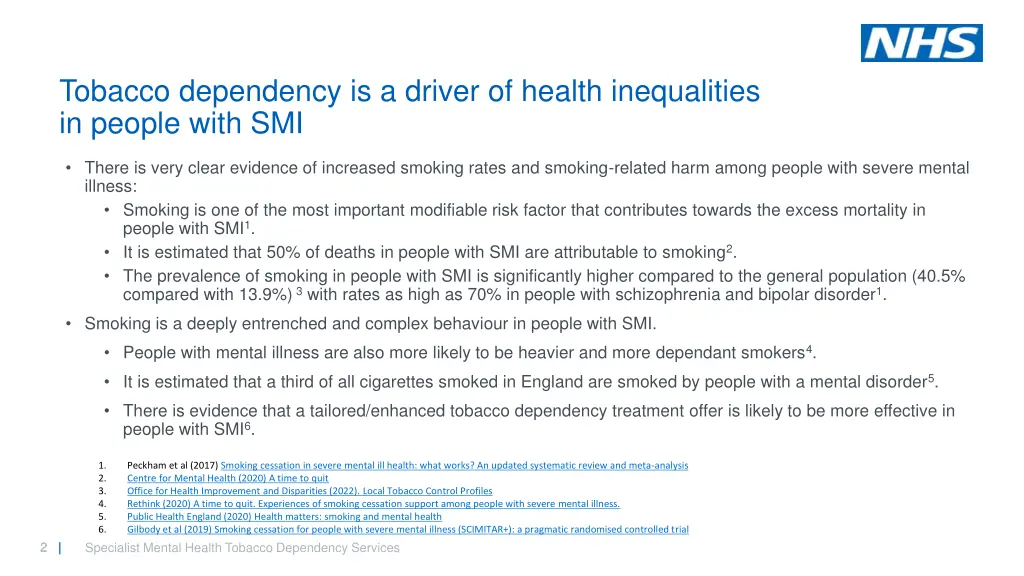 tobacco dependency is a driver of health