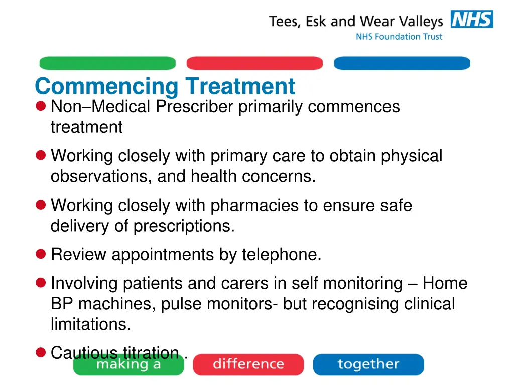 commencing treatment non medical prescriber