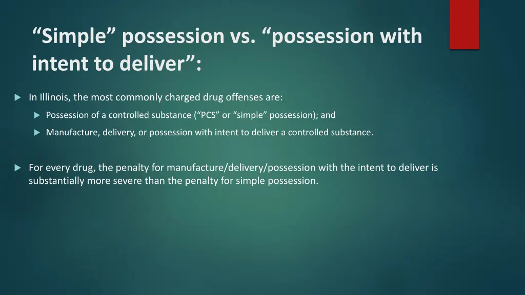 simple possession vs possession with intent