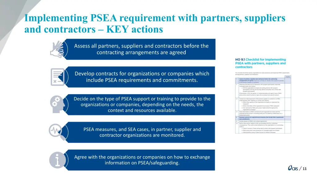 implementing psea requirement with partners