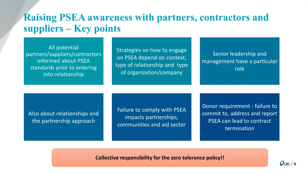 raising psea awareness with partners contractors