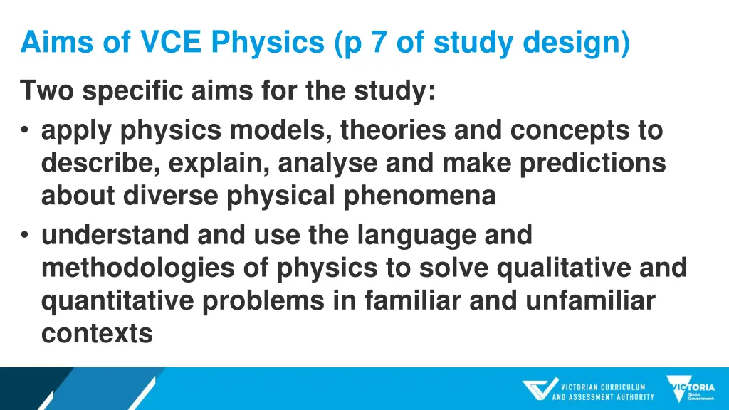 aims of vce physics p 7 of study design