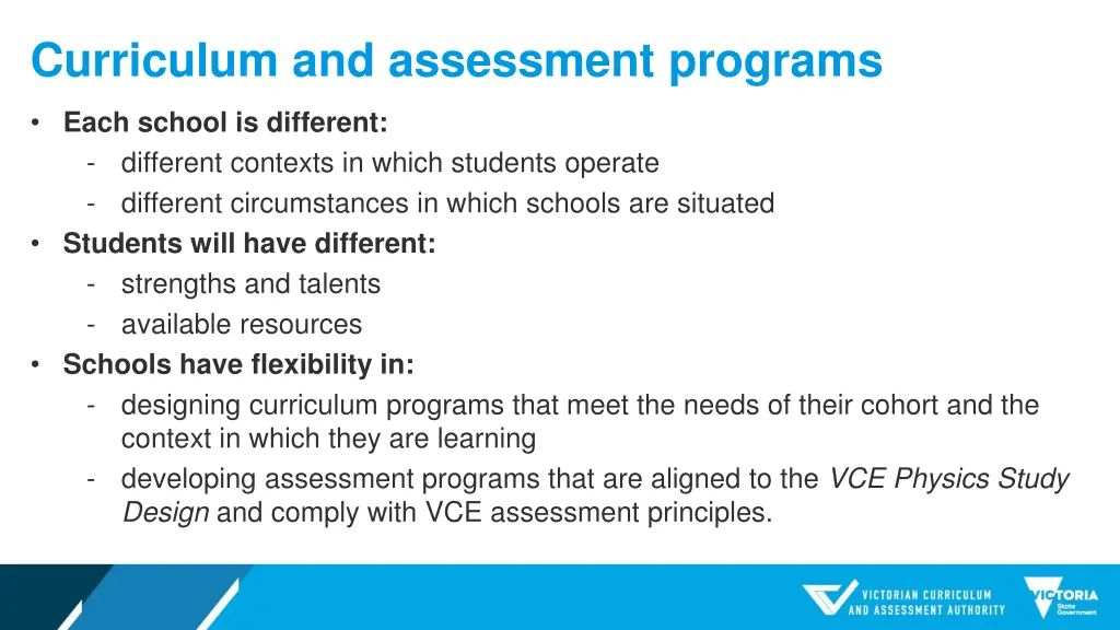 curriculum and assessment programs