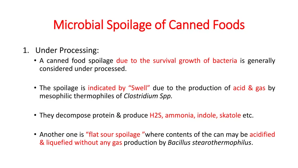 microbial spoilage of canned foods microbial