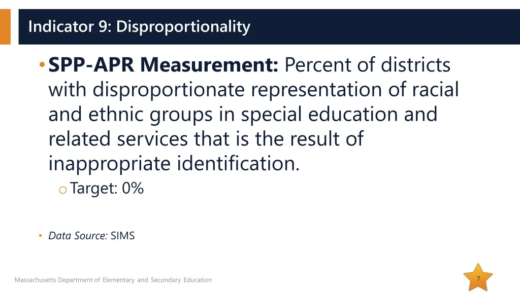 indicator 9 disproportionality